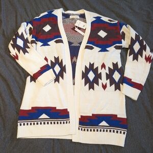 NWT Lucky Brand Aztec Cardigan Tofu Desert Dreamer Geometric Sweater